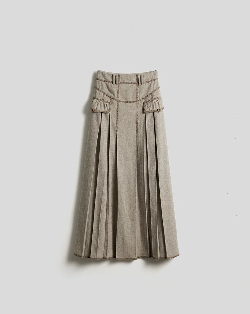long pleats skirt