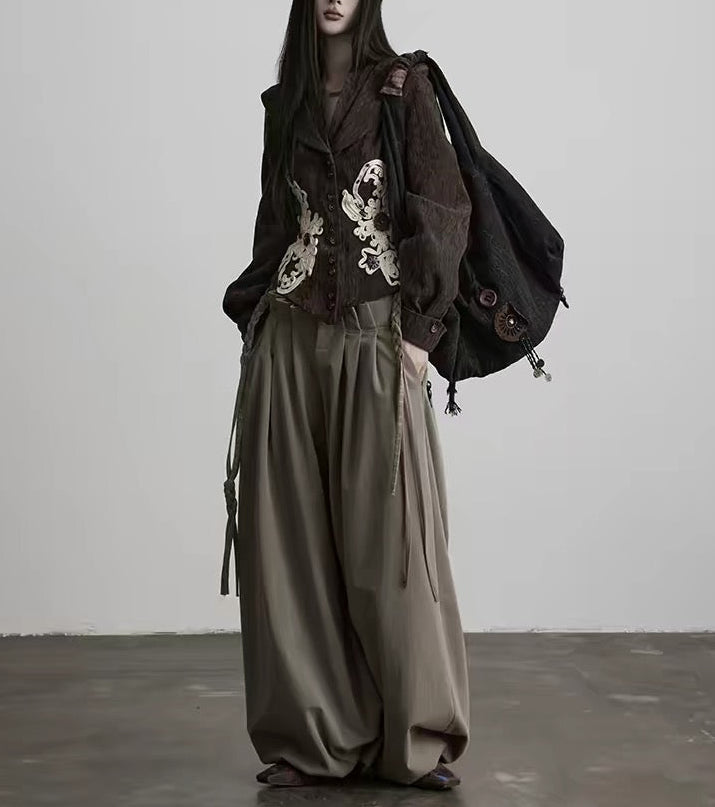 wool tuck pants