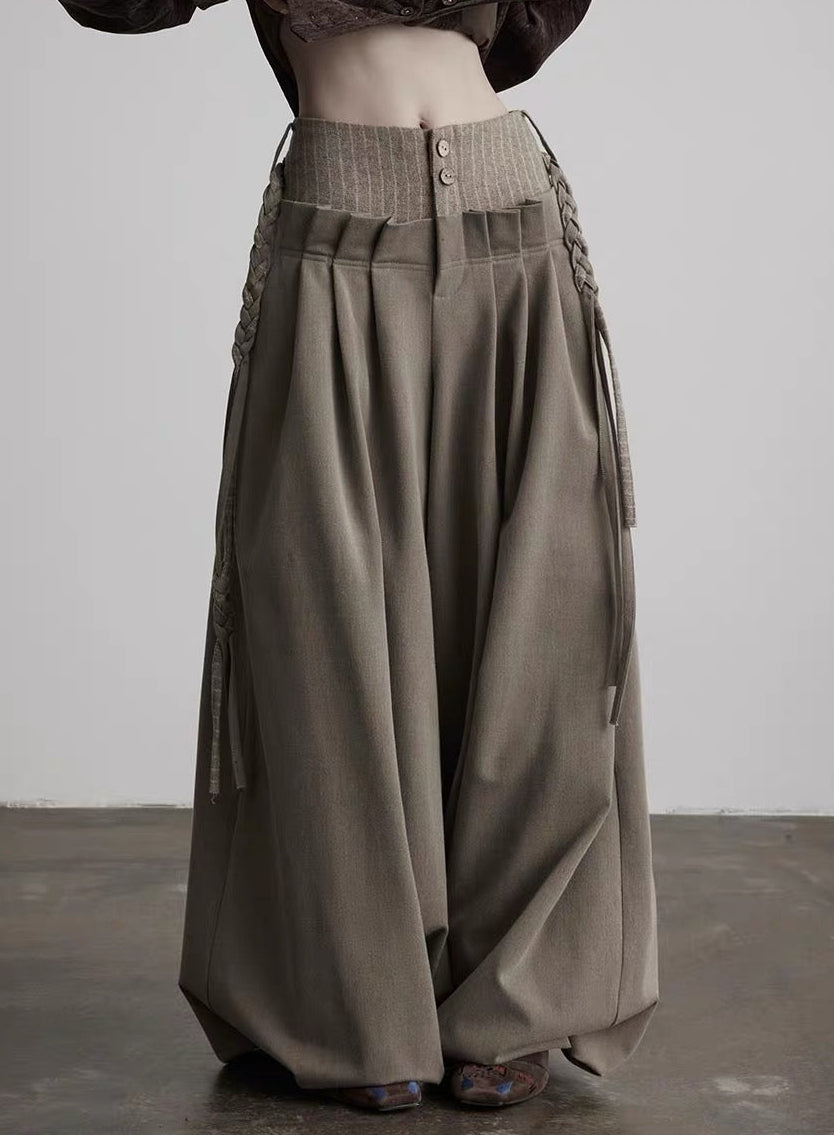 wool tuck pants