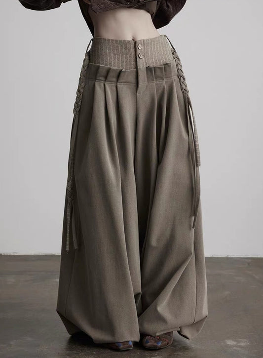 wool tuck pants