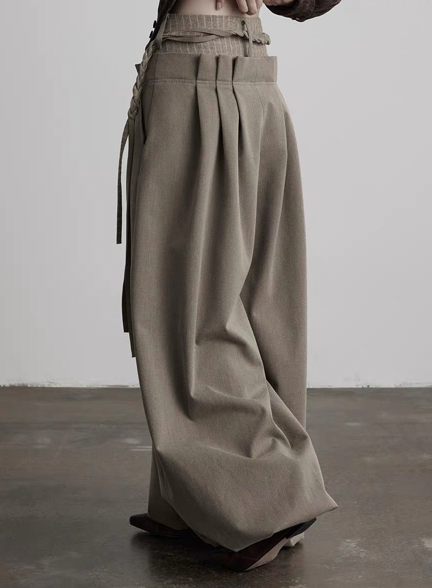 wool tuck pants
