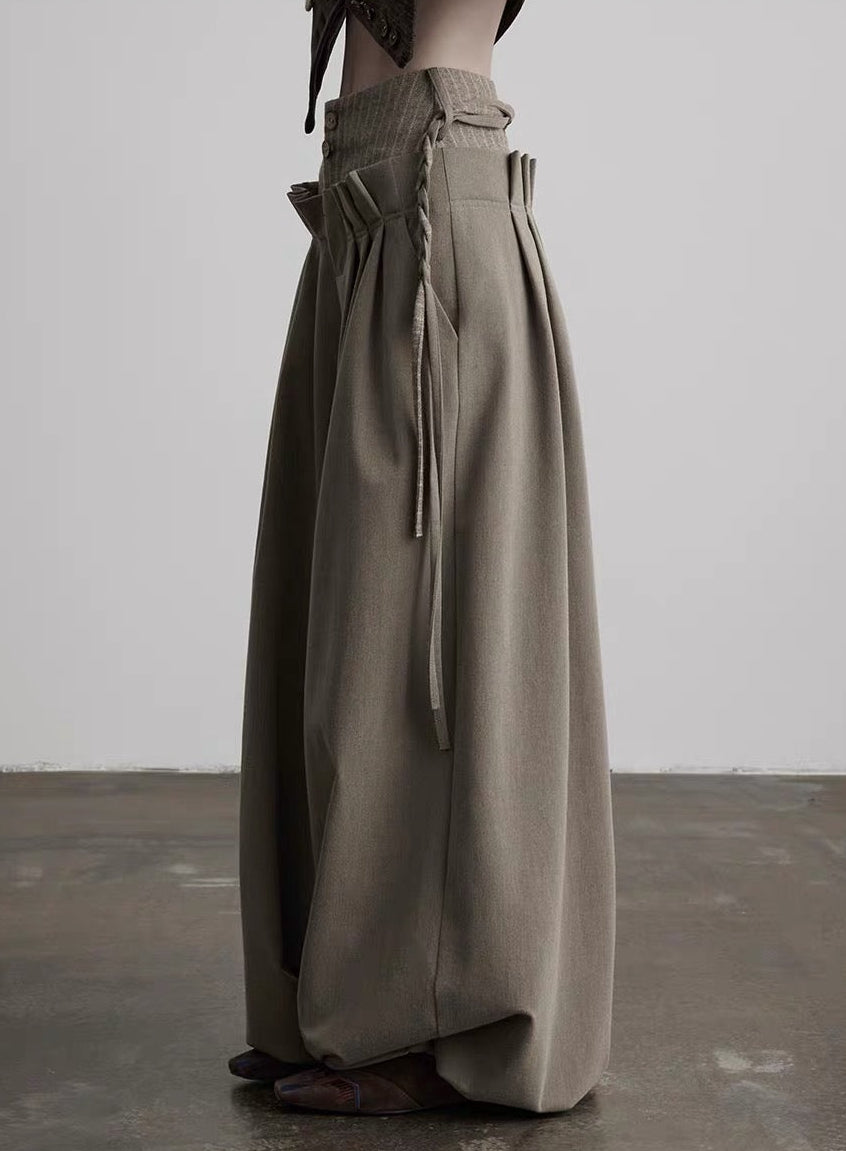 wool tuck pants