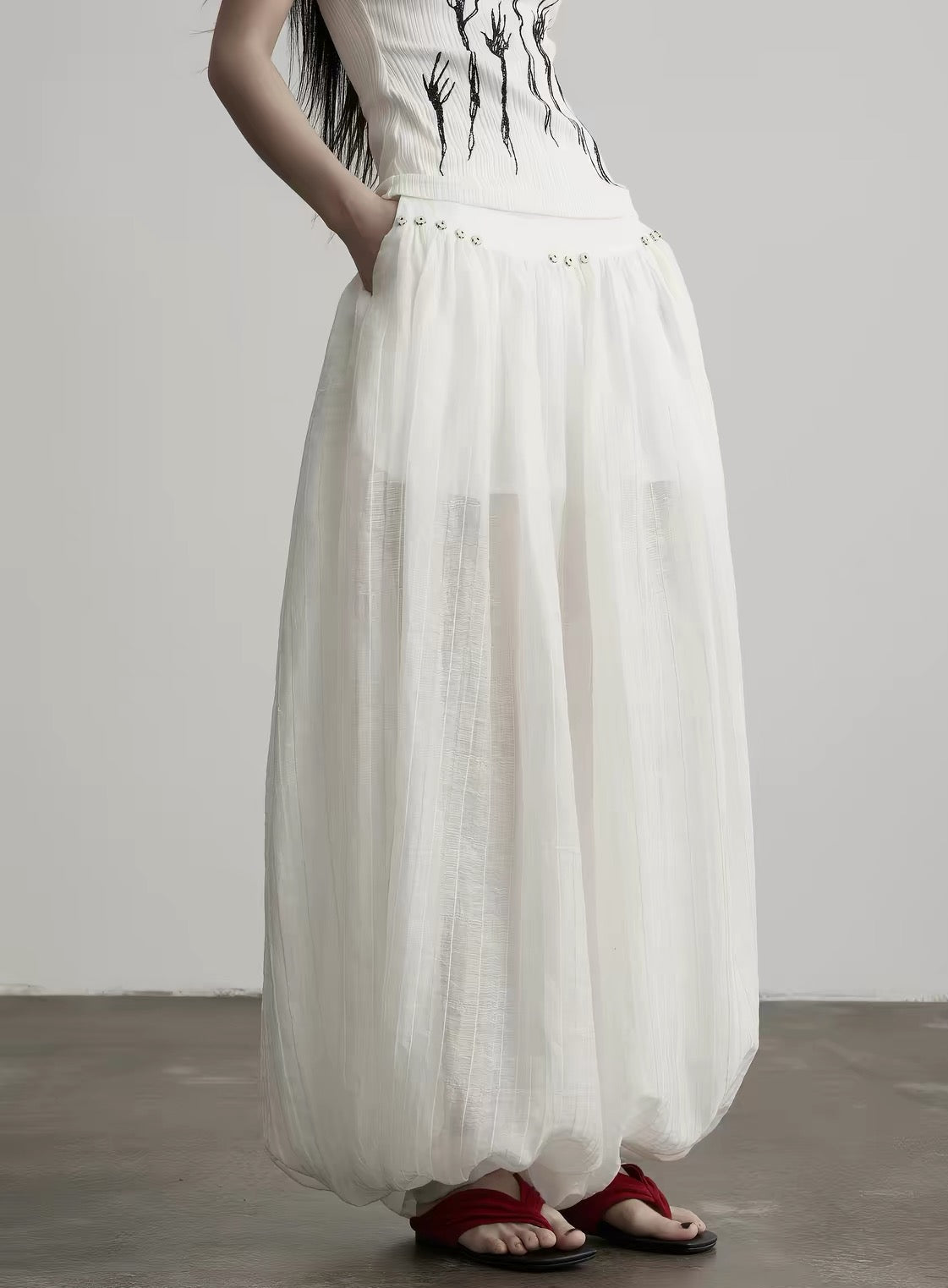 sheer balloon pants