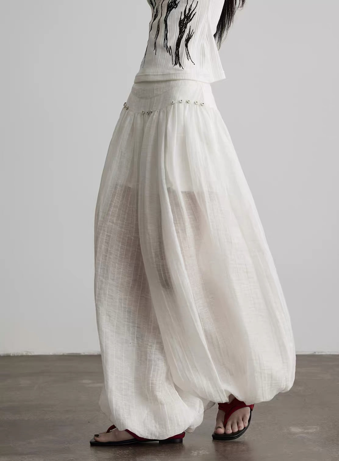 sheer balloon pants