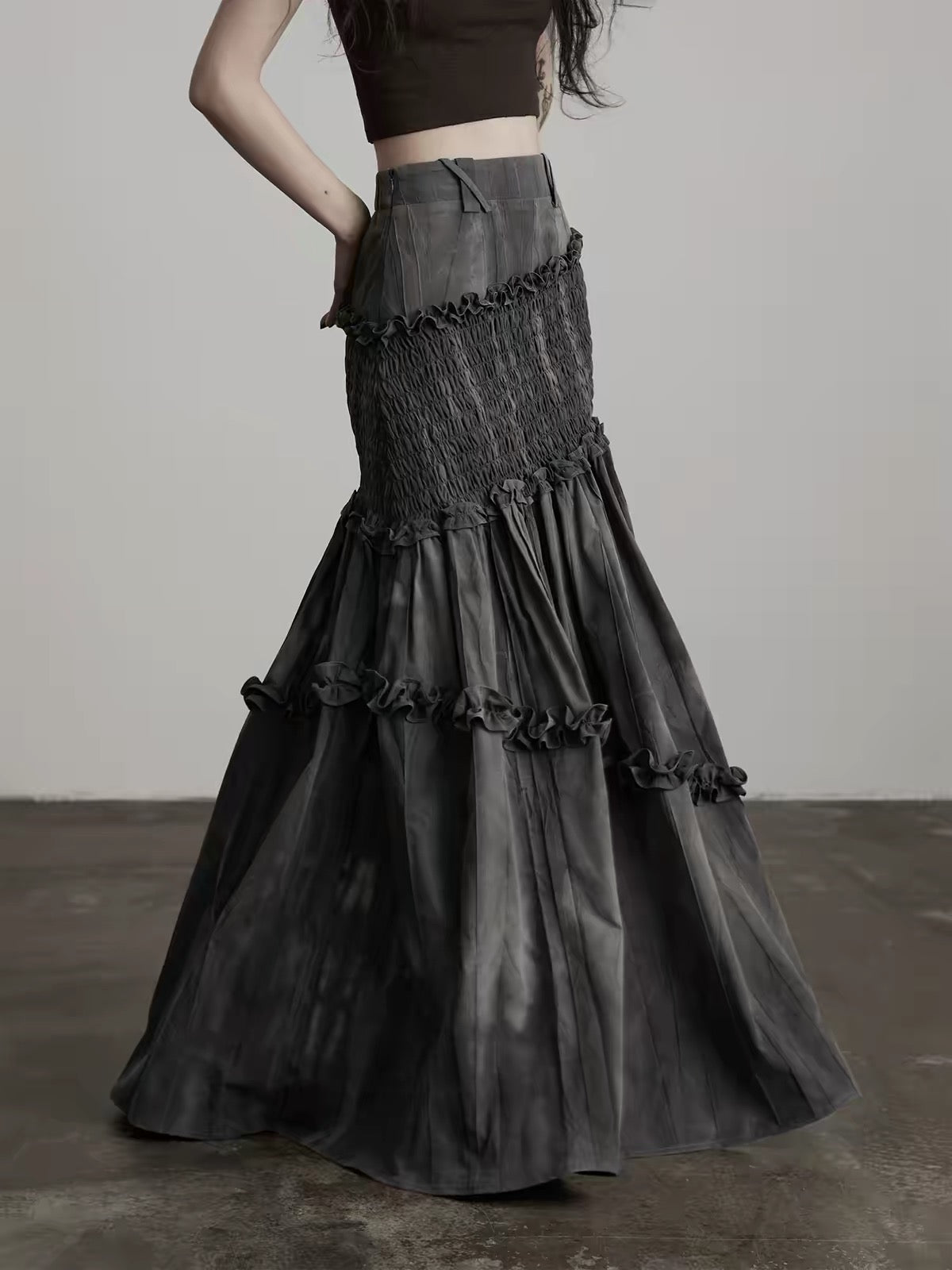 shirring flare skirt