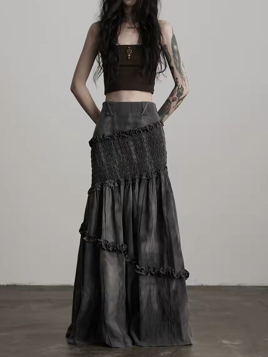 shirring flare skirt