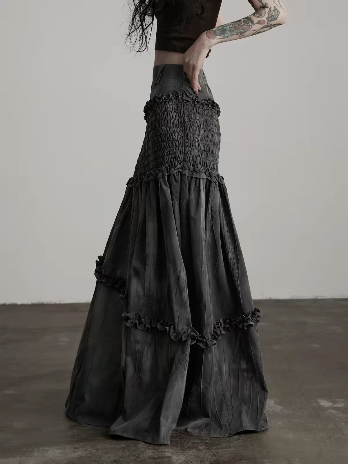 shirring flare skirt