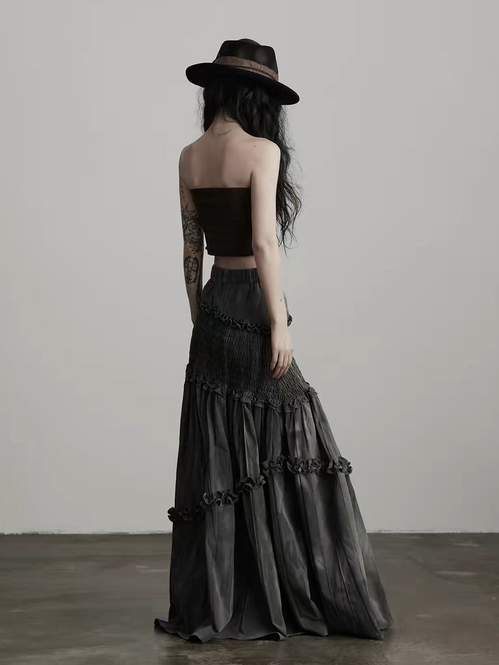 shirring flare skirt