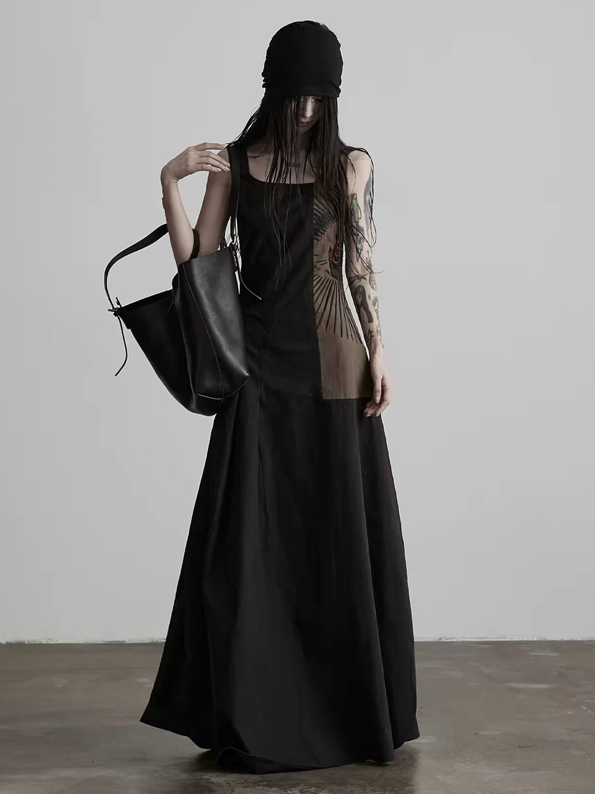square neck summer long dress