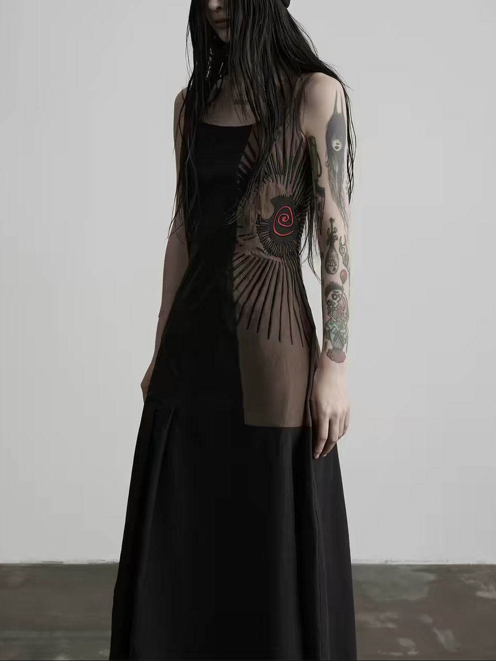 square neck summer long dress