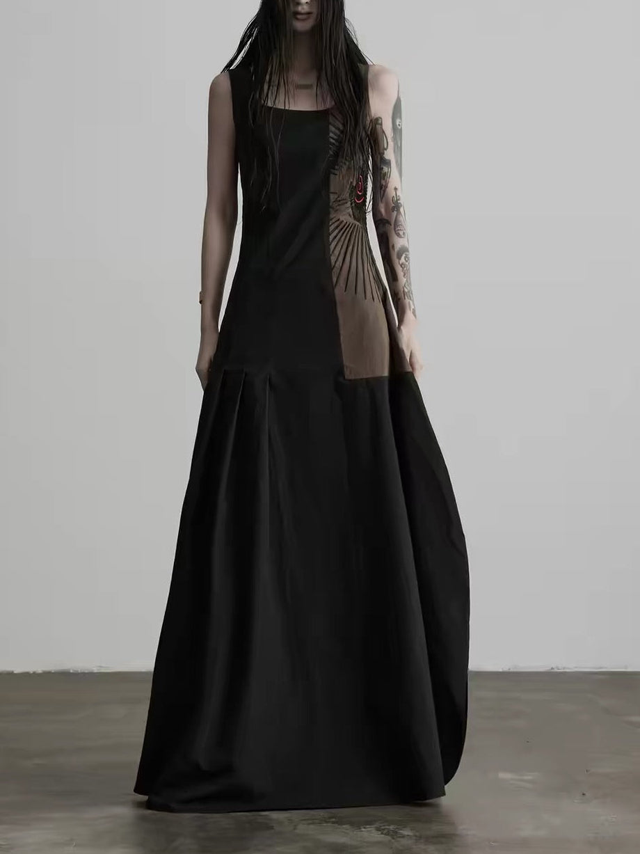 square neck summer long dress