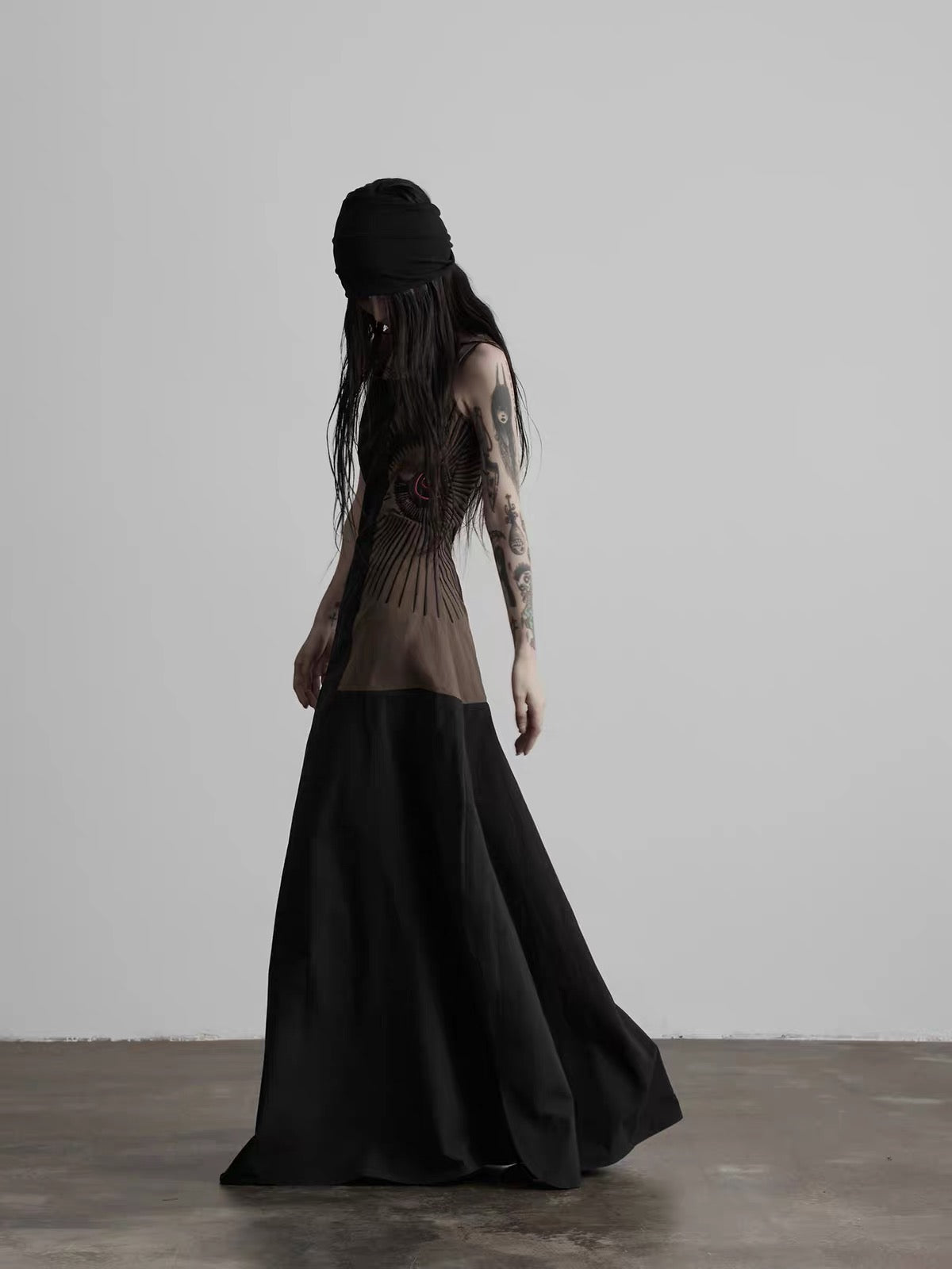 square neck summer long dress
