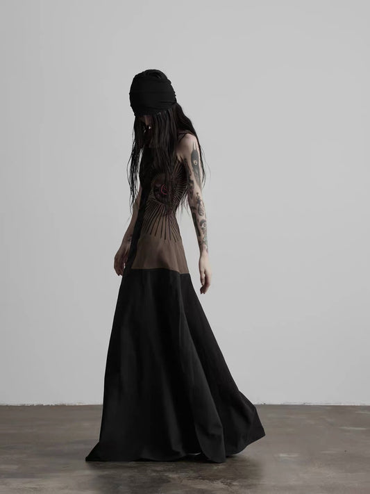 square neck summer long dress