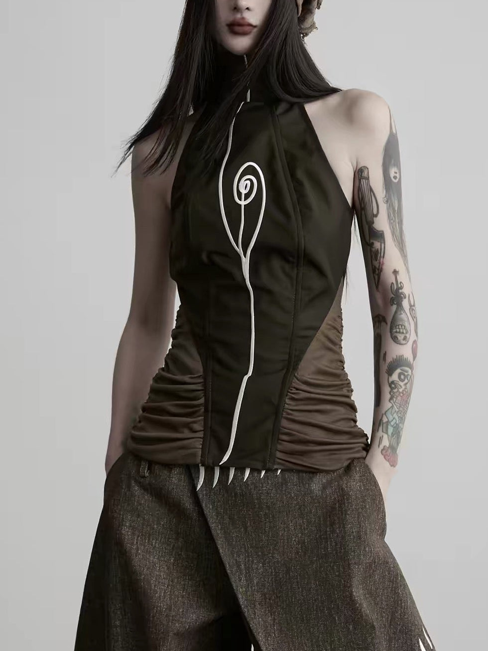 high neck design sleeveless tops