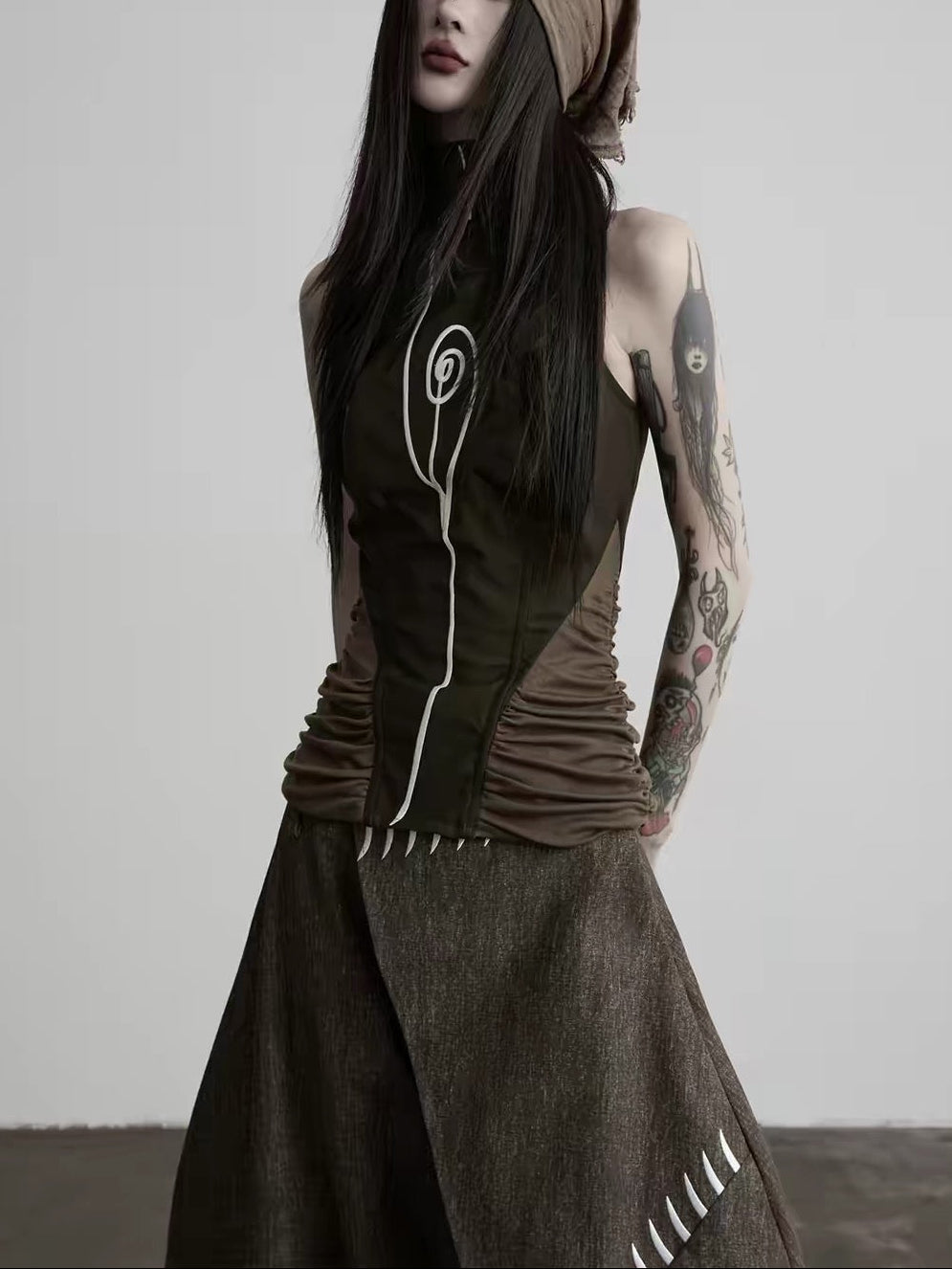 high neck design sleeveless tops