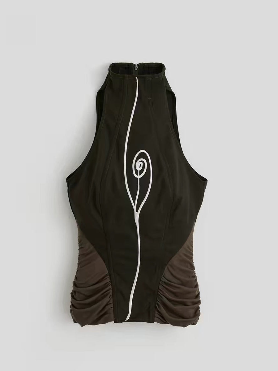 high neck design sleeveless tops