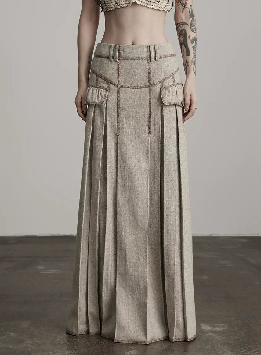 long pleats skirt