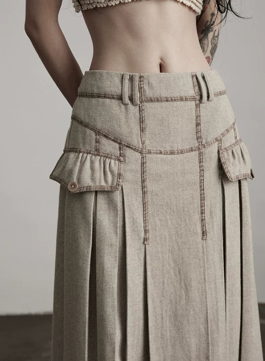 long pleats skirt