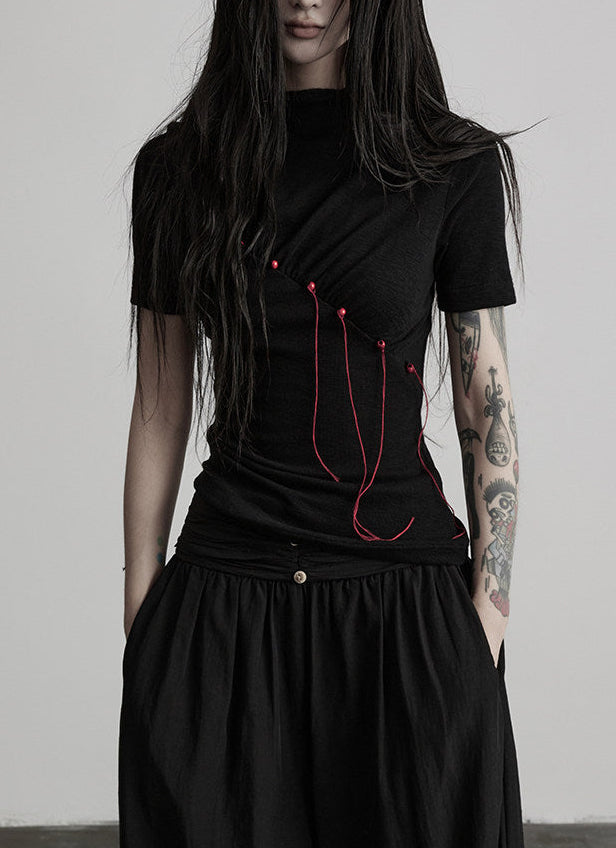summer knit half sleeve T