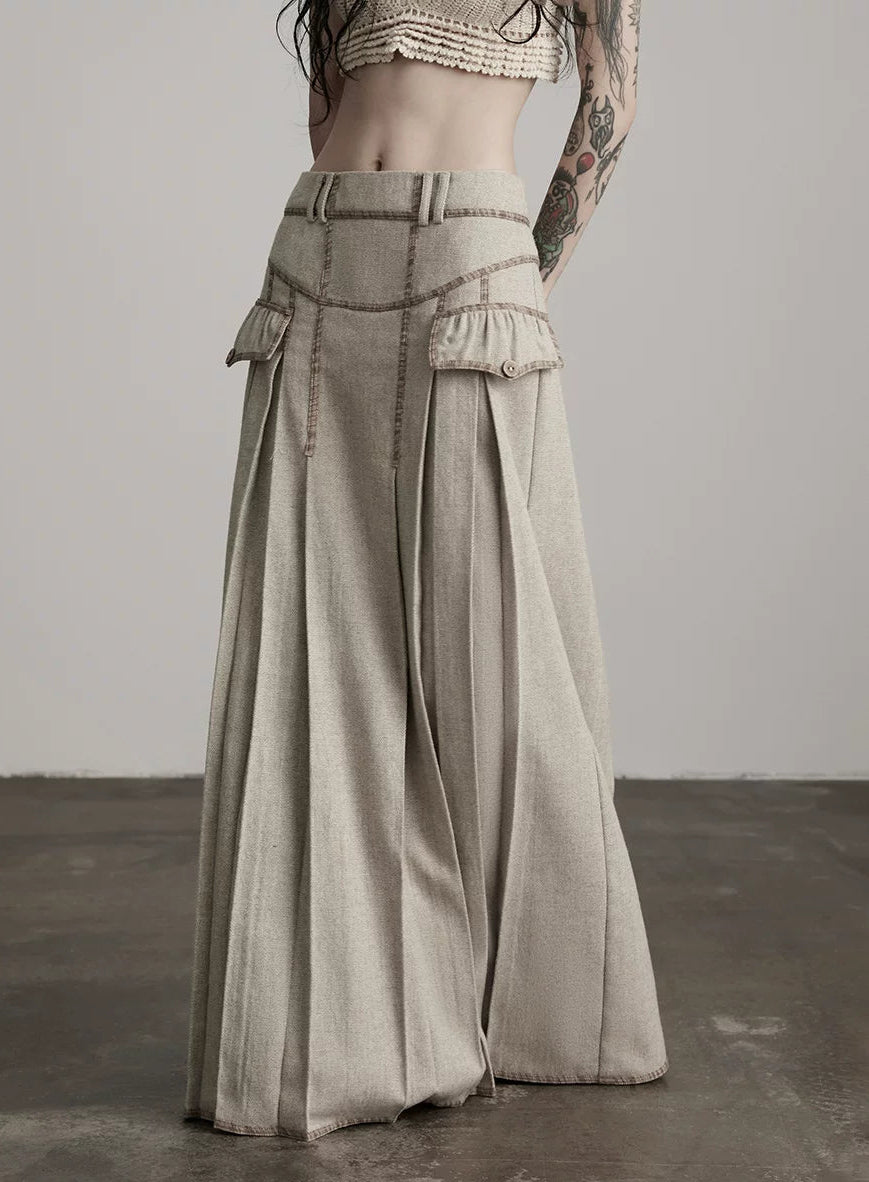 long pleats skirt