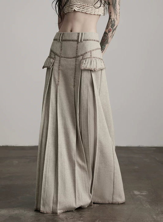long pleats skirt