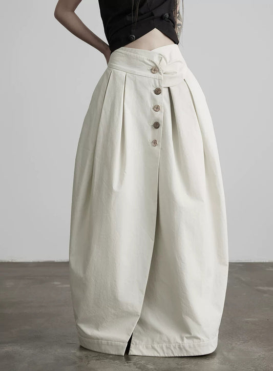 white balloon long skirt
